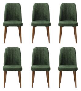 Set 6 Scaune Artemis Verde Picior Maro