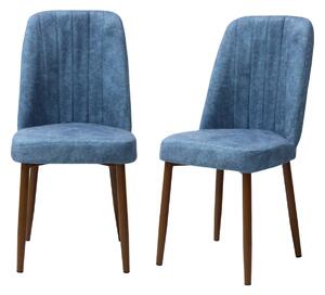 Set 2 Scaune Artemis Blue Picior Maro