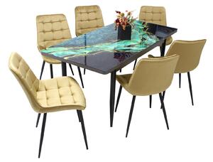 Set masă extensibilă Crystal cu 6 scaune Onix Bej