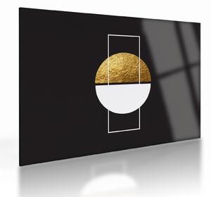 Tablou pe sticlă - Abstracție de aur și negru N⁰1 (70x50 cm)