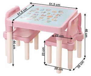 KONDELA Set pentru copii 1 + 2, roz / coral, BALTO