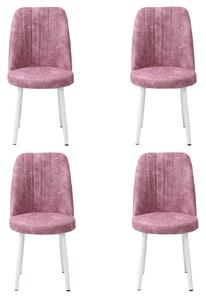 Set 4 Scaune Cronos Roz Picior Alb