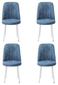 Set 4 Scaune Cronos Blue Picior Alb