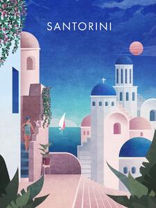 Ilustrare Santorini, Emel Tunaboylu, (30 x 40 cm)