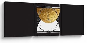 Tablou - Abstracție de aur și negru N⁰2 (cu ceas) (90x30 cm)