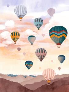 Ilustrare Airballoon Sky, Goed Blauw, (30 x 40 cm)