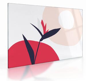 Tablou pe sticlă - Abstracție florală roz N⁰1 (70x50 cm)