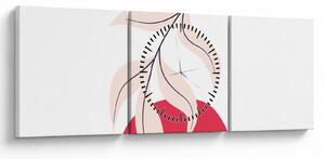 Tablou - Abstracție florală roz N⁰2 (cu ceas) (90x30 cm)