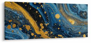 Tablou - Abstracție albastră cu aur (120x50 cm)