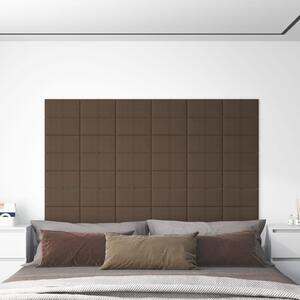 Panouri de perete, 12 buc., maro, 30x15 cm, textil, 0,54 m²