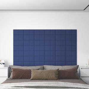 Panouri de perete, 12 buc., albastru, 30x15 cm, textil, 0,54 m²