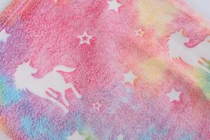 Patura fosforescenta microflanel HORSE AND STARS 150x200 cm roz