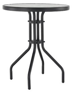 KONDELA Masă grădină, oţel negru/sticlă securizată, diametru 60 cm, BORGEN TYP 1
