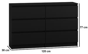 Comodă Viana M6 2x3 - Negru 120 cm