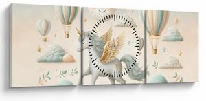 Tablou - Unicorn fericit (cu ceas) (90x30 cm)
