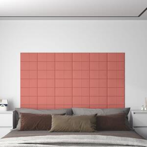 Panouri de perete, 12 buc., roz, 30x15 cm, catifea, 0,54 m²