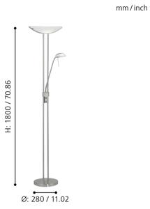 EGLO 85971 - Lampă de podea dimabilă BAYA 1xR7s/230W+1xG9/33W crom mat