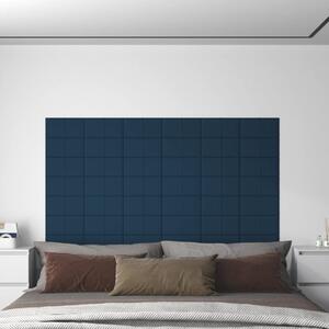 Panouri de perete, 12 buc., albastru, 30x15 cm, catifea 0,54 m²