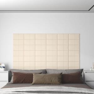 Panouri de perete, 12 buc., crem, 30x15 cm, catifea, 0,54 m²