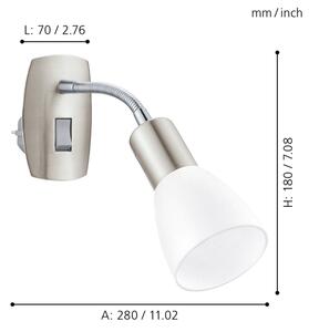 Eglo 902367 - Lampă de perete cu priză DAKAR 3 1xE14/5W/230V crom mat