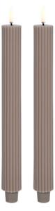 Uyuni - Lumânare Taper LED Grooved 2-pack 3,2x25,5 cm Sandstone/Smooth Lighting