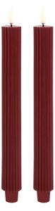 Uyuni - Lumânare Taper LED Grooved 2-pack 3,2x25,5 cm Wine Roșu/Smooth Lighting