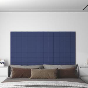 Panouri de perete, 12 buc., albastru, 60x15 cm, textil, 1,08 m²