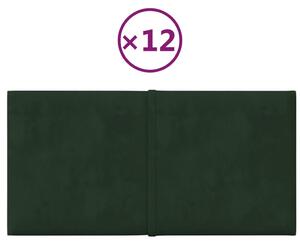 Panouri de perete 12 buc. verde închis 30x15 cm catifea 0,54 m²