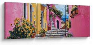 Tablou - Alee roz (cu ceas) (90x30 cm)