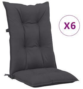 Perne scaun cu spătar înalt, 6 buc. antracit 120x50x7 cm textil