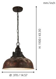 Eglo 49819 - Lustră cu lanț GRANTHAM 1 1xE27/60W