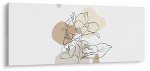 Tablou - Flori bej cu fluture N⁰1 (120x50 cm)