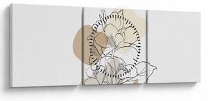 Tablou - Flori bej cu fluture N⁰1 (cu ceas) (90x30 cm)