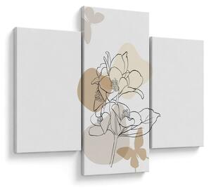 Tablou - Flori bej cu fluture N⁰1 (90x60 cm)