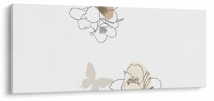 Tablou - Flori bej cu fluture N⁰2 (120x50 cm)