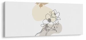 Tablou - Flori bej cu fluture N⁰3 (120x50 cm)