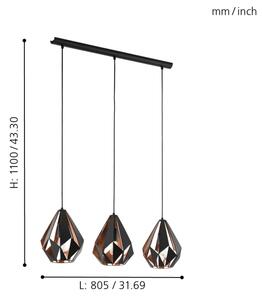 Eglo 49991 - Lampa suspendata CARLTON 1 3xE27/60W/230V