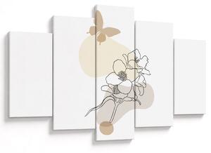 Tablou - Flori bej cu fluture N⁰3 (150x105 cm)
