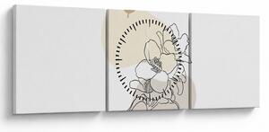 Tablou - Flori bej cu fluture N⁰3 (cu ceas) (90x30 cm)