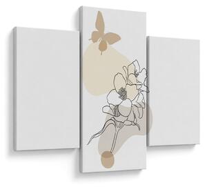 Tablou - Flori bej cu fluture N⁰3 (90x60 cm)