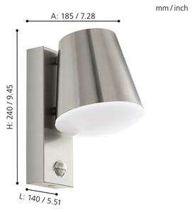 Eglo CALDIERO 97453 - Aplica de perete pentru exterior cu senzor, 1xE27/10W/230V, IP44