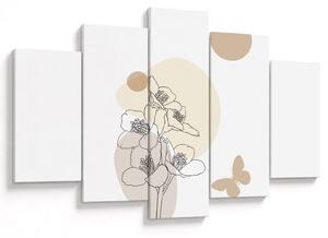 Tablou - Flori bej cu fluture N⁰4 (150x105 cm)
