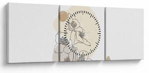 Tablou - Flori bej cu fluture N⁰4 (cu ceas) (90x30 cm)