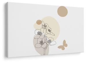 Tablou - Flori bej cu fluture N⁰4 (90x60 cm)