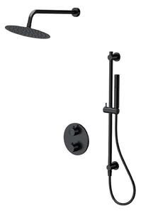 Cersanit Zen - Set de duș cu termostat încastrat, cu corp, diametru 25 cm, negru S952-033