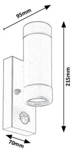 Aplică de exterior cu senzor MEDINA 2xGU10/10W/230V IP44 neagră Rabalux 8835