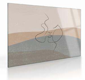 Tablou pe sticlă - Sărut de linie de artă (70x50 cm)