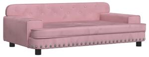 Canapea pentru copii, roz, 90x53x30 cm, catifea