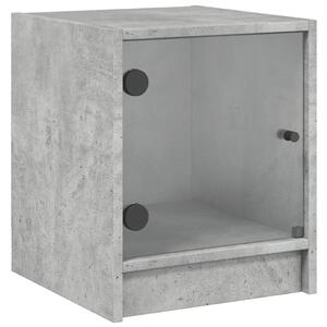 Dulap lateral cu ușă din sticlă, gri beton, 35x37x75,5 cm