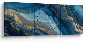 Tablou - Abstracție marmură albastră (cu ceas) (90x30 cm)